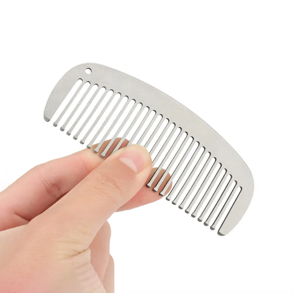 Titanium Alloy Comb Super Light Titanium Comb Outdoor Small Tool Suitable for Outdoor Use Key Chain Pendant