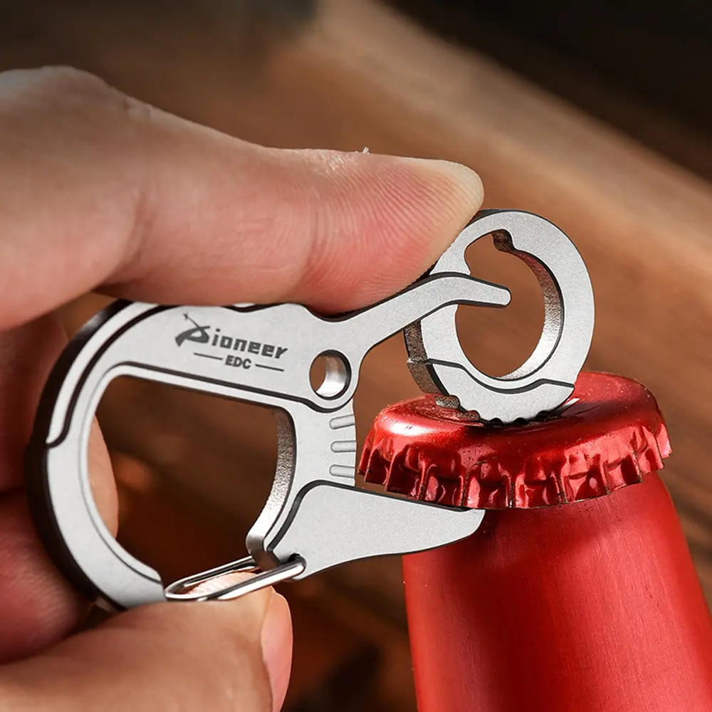 Titanium Alloy Keychain Multi-function Bottle Opener Waist Buckle Key Ring Accessories Outdoor Tool EDC