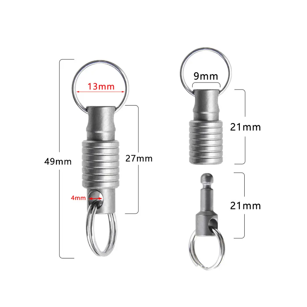 Titanium Alloy Buckle Universal Swivel Keychain Outdoor Tool EDC Spring Locking Buckle