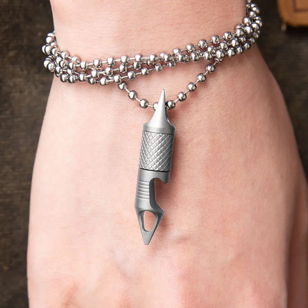 Multi-function Bottle Opener keychain Titanium Alloy Keyring Rotary Outdoor Tool EDC