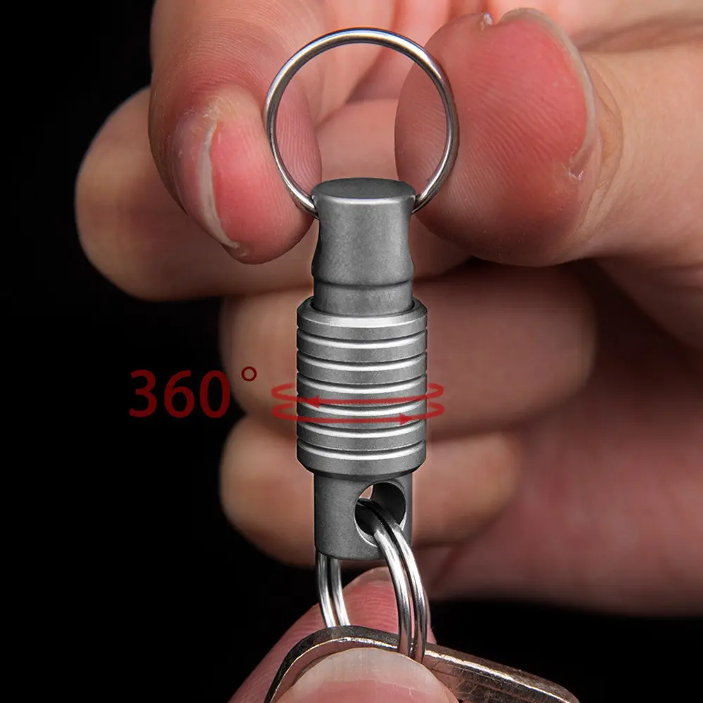Titanium Alloy Buckle Universal Swivel Keychain Outdoor Tool EDC Spring Locking Buckle
