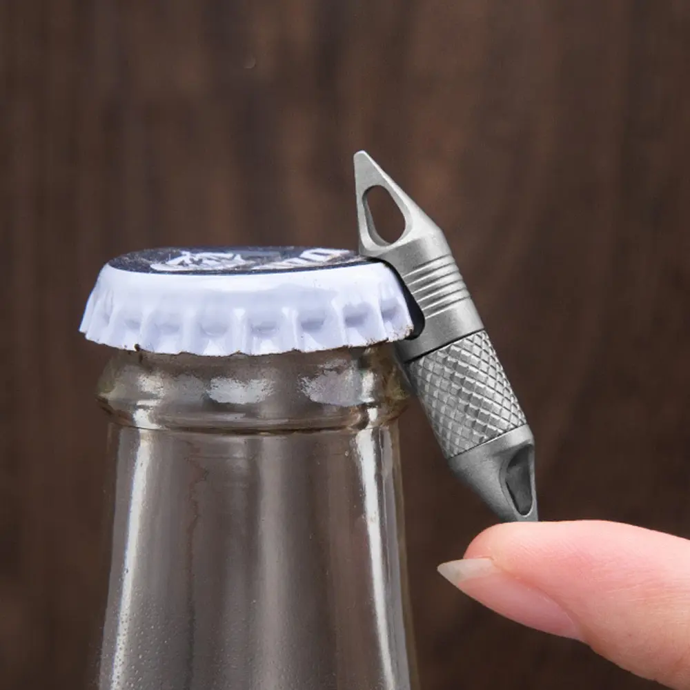 Multi-function Bottle Opener keychain Titanium Alloy Keyring Rotary Outdoor Tool EDC