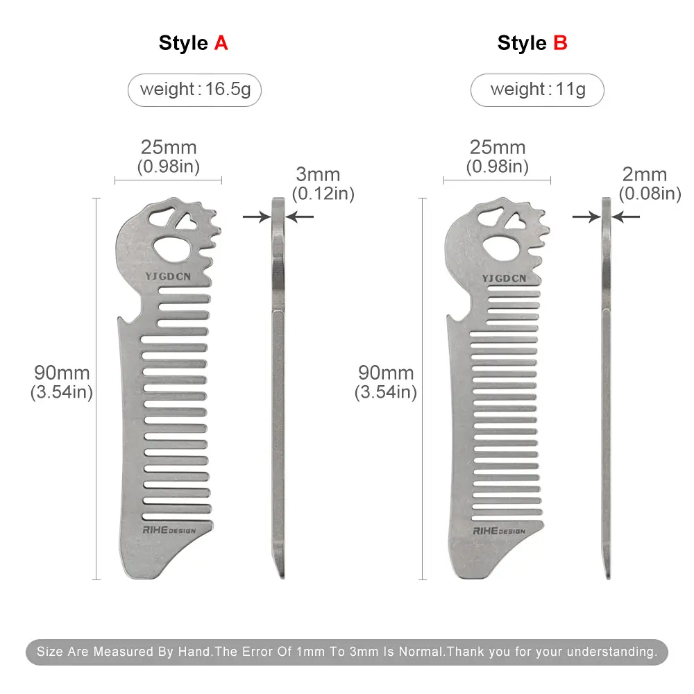 Small Size Titanium Alloy Comb Care Hair Bottle Opener Multifunctional Comb Outdoor EDC Tool Key Chain Accessories