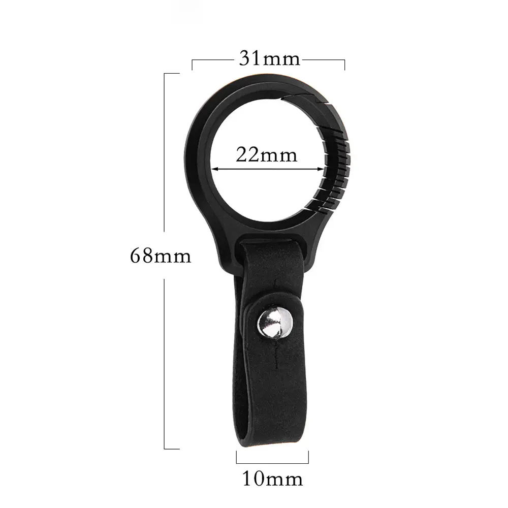 Black Titanium Alloy Waist Buckle Leather Ring Keychain Outdoor Tool EDC