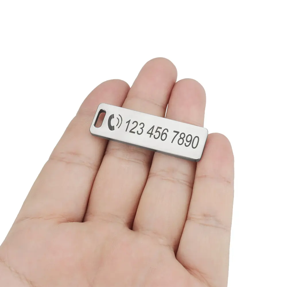 1pc/2pcs Custom Telephone Titanium Alloy Plate DIY Name Personalised Text Keyring Pendant Titanium Keychain Accessories