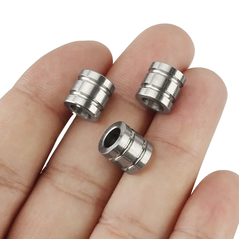 2pcs/lot Cylindrical Knife Beads Umbrella Rope EDC Stainless Steel Paracord Bead