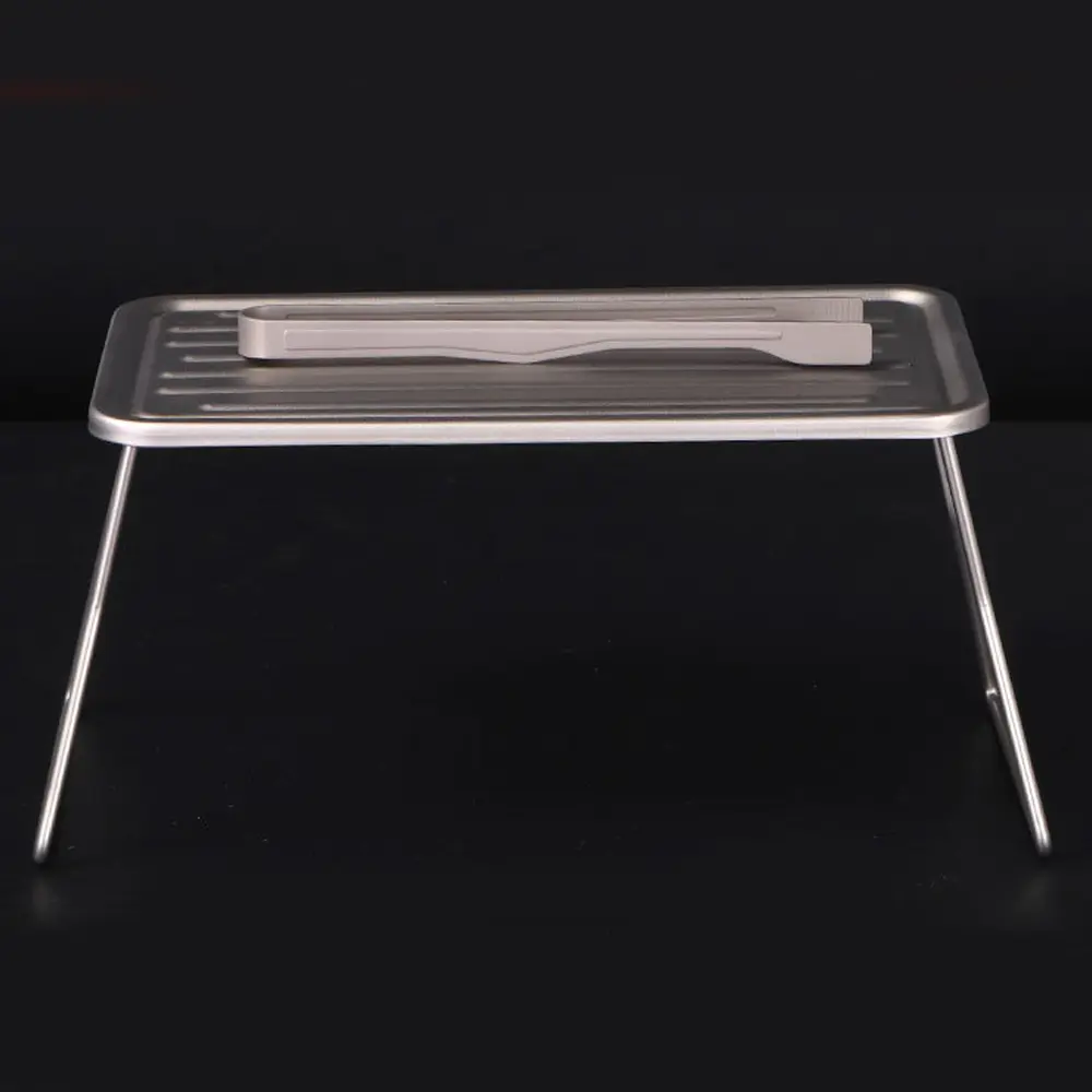 Mini Titanium Alloy Portable Plate Outdoor Folding Camping BBQ Grill Grate Ultralight Mini Table for Hiking Picnic Barbecue