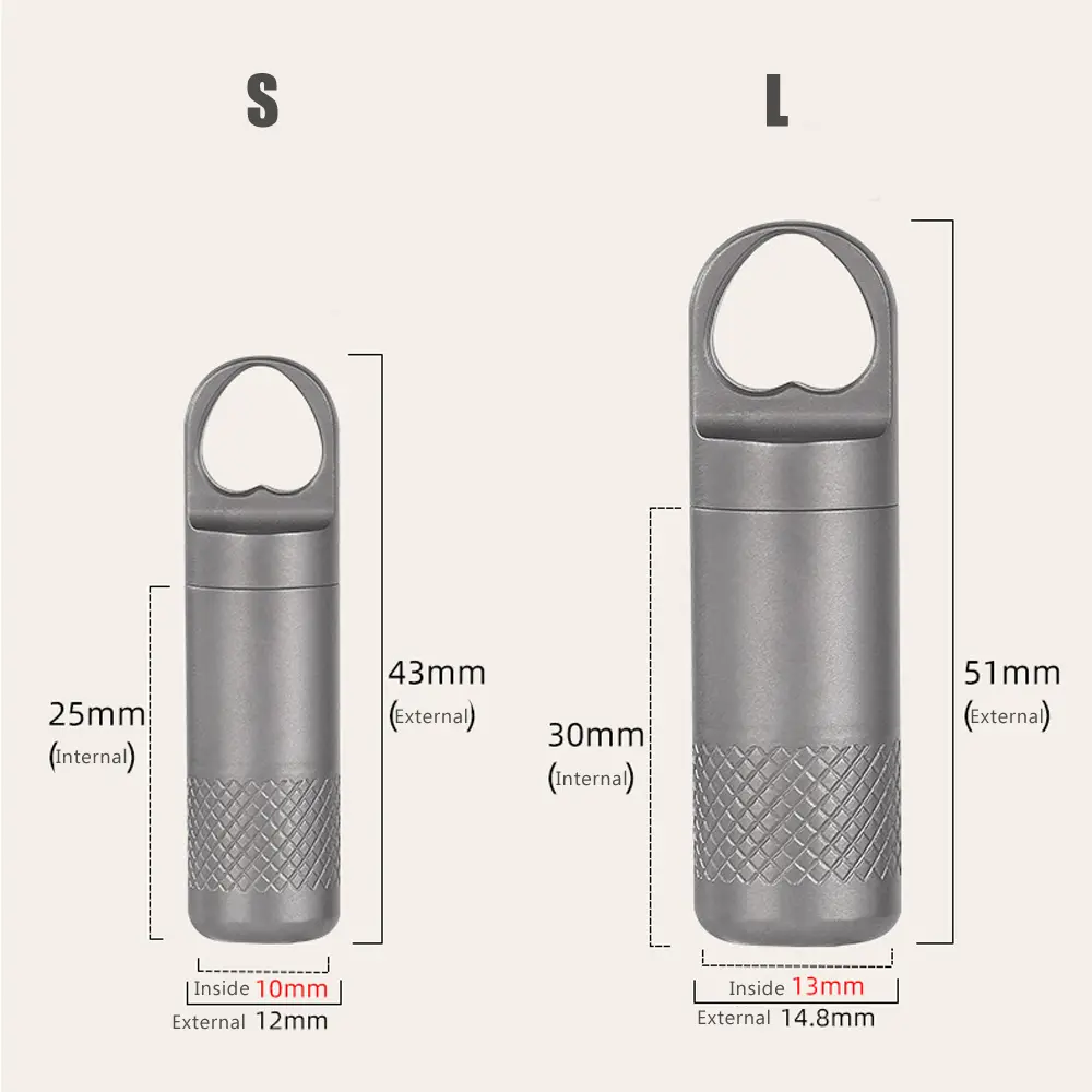 S/L Heart Hole Titanium Alloy Bottle Keychain Accessories Waterproof Canister Bottles Outdoor EDC Tool