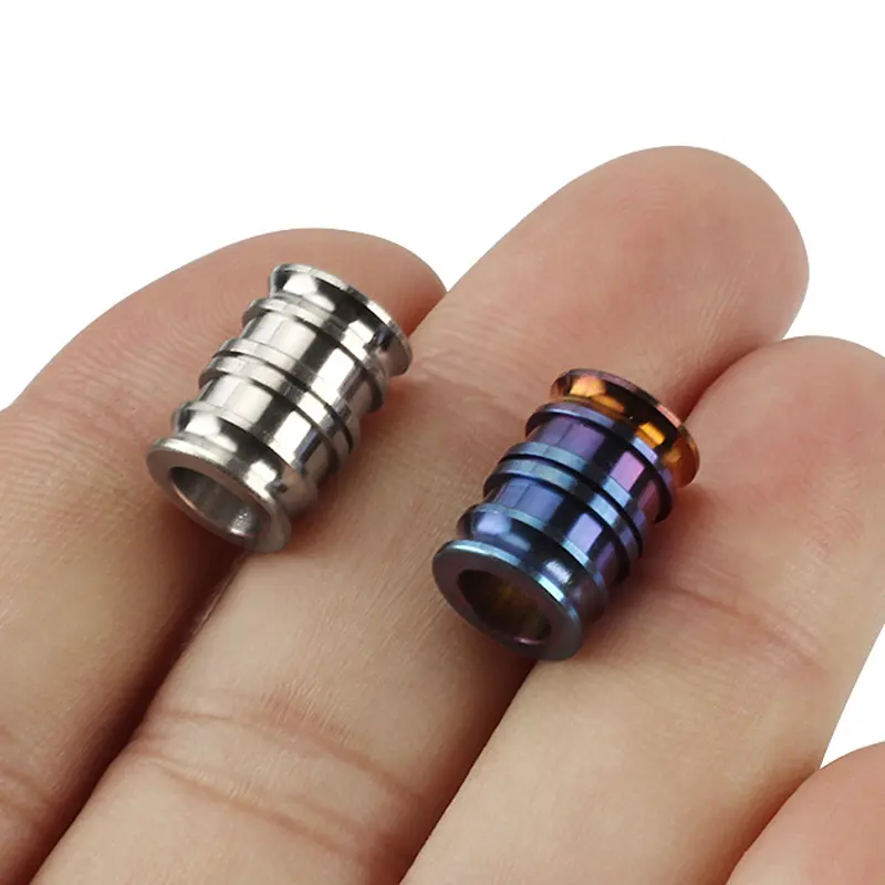 Long Style Titanium Alloy Knife Beads Cylinder Paracord Accessories Umbrella Rope Lanyard Pendant