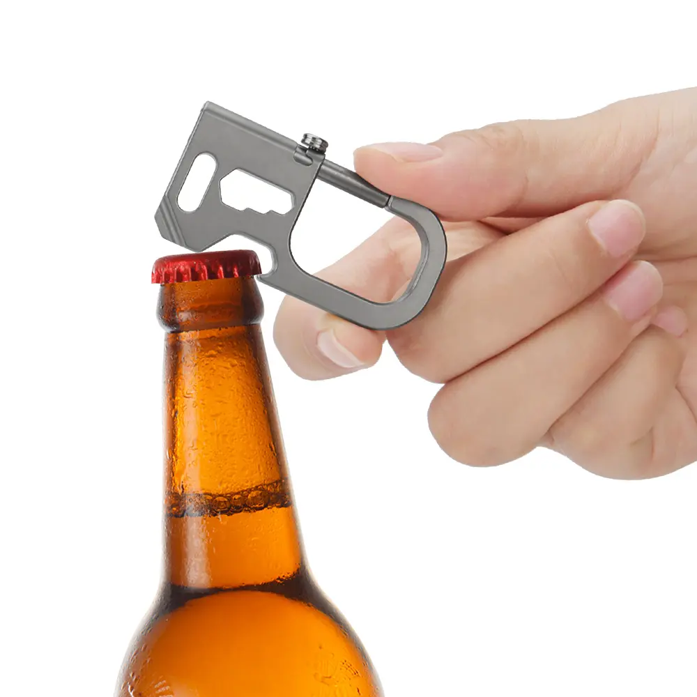 Titanium Alloy Buckle Keychain Multi Functional Screwdriver Bottle Opener Buckle Outdoor Tool EDC