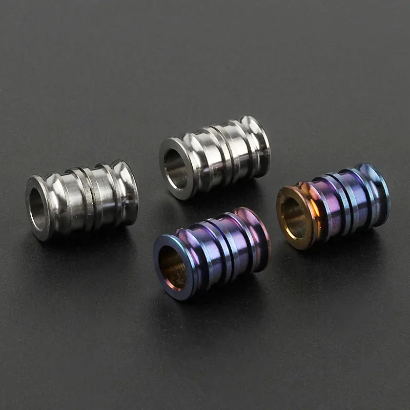 Long Style Titanium Alloy Knife Beads Cylinder Paracord Accessories Umbrella Rope Lanyard Pendant
