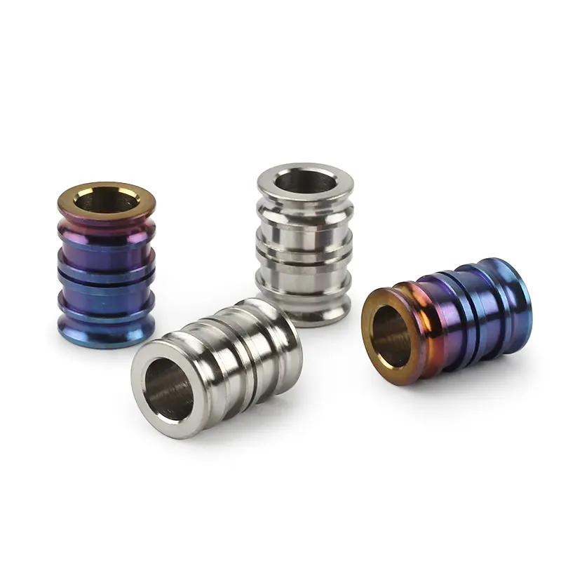 Long Style Titanium Alloy Knife Beads Cylinder Paracord Accessories Umbrella Rope Lanyard Pendant