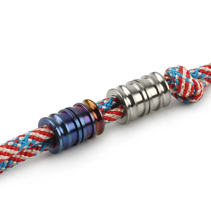 Long Style Titanium Alloy Knife Beads Cylinder Paracord Accessories Umbrella Rope Lanyard Pendant