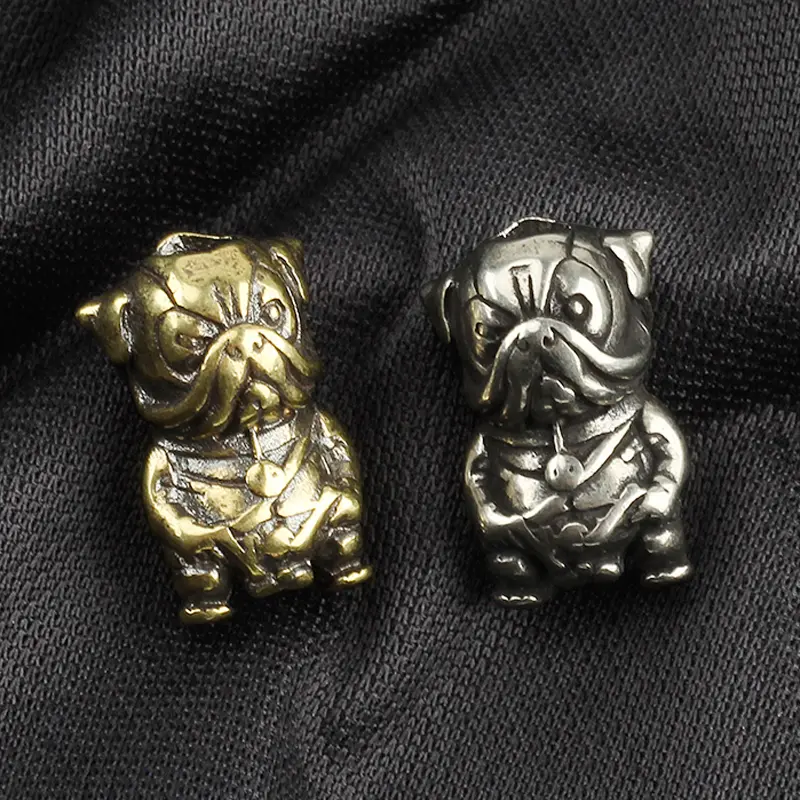 EDC DIY Small Dog Knife Beads Pendant Vintage Brass Copper Paracord Bead