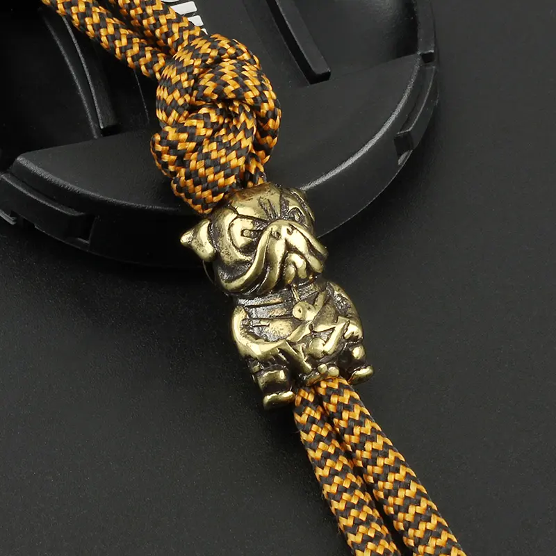 EDC DIY Small Dog Knife Beads Pendant Vintage Brass Copper Paracord Bead