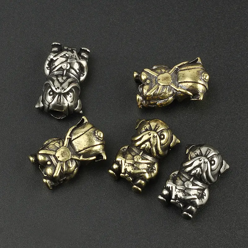 EDC DIY Small Dog Knife Beads Pendant Vintage Brass Copper Paracord Bead