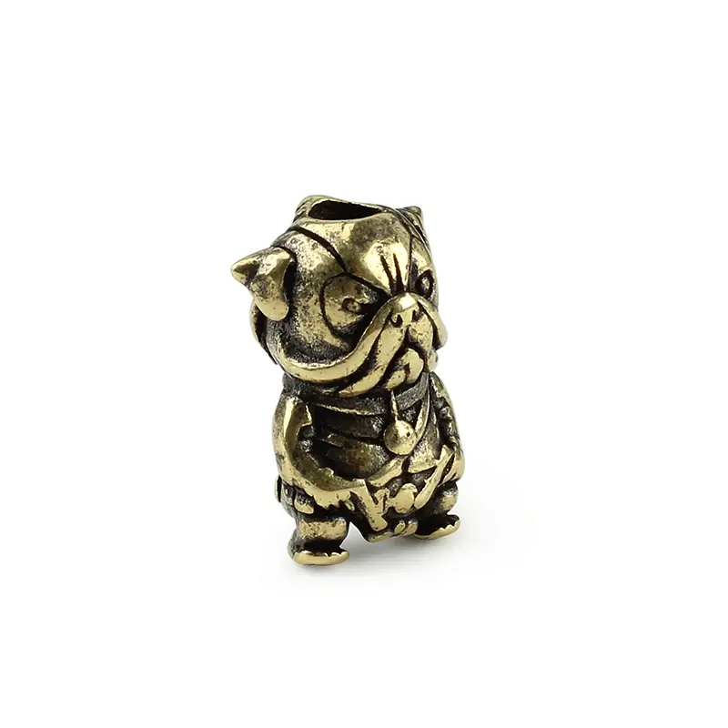 EDC DIY Small Dog Knife Beads Pendant Vintage Brass Copper Paracord Bead
