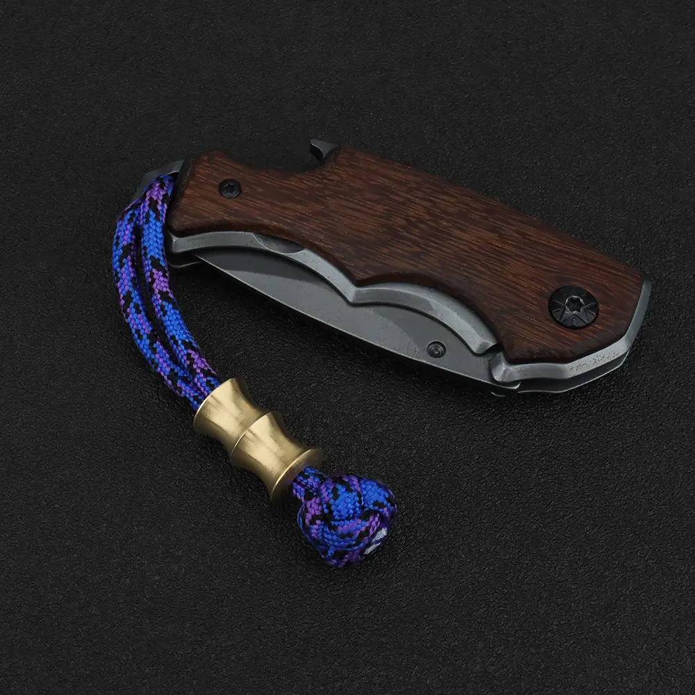 Brass Bamboo Shape Flashlight Keyring Paracord Pendant Rope Bead Accessories