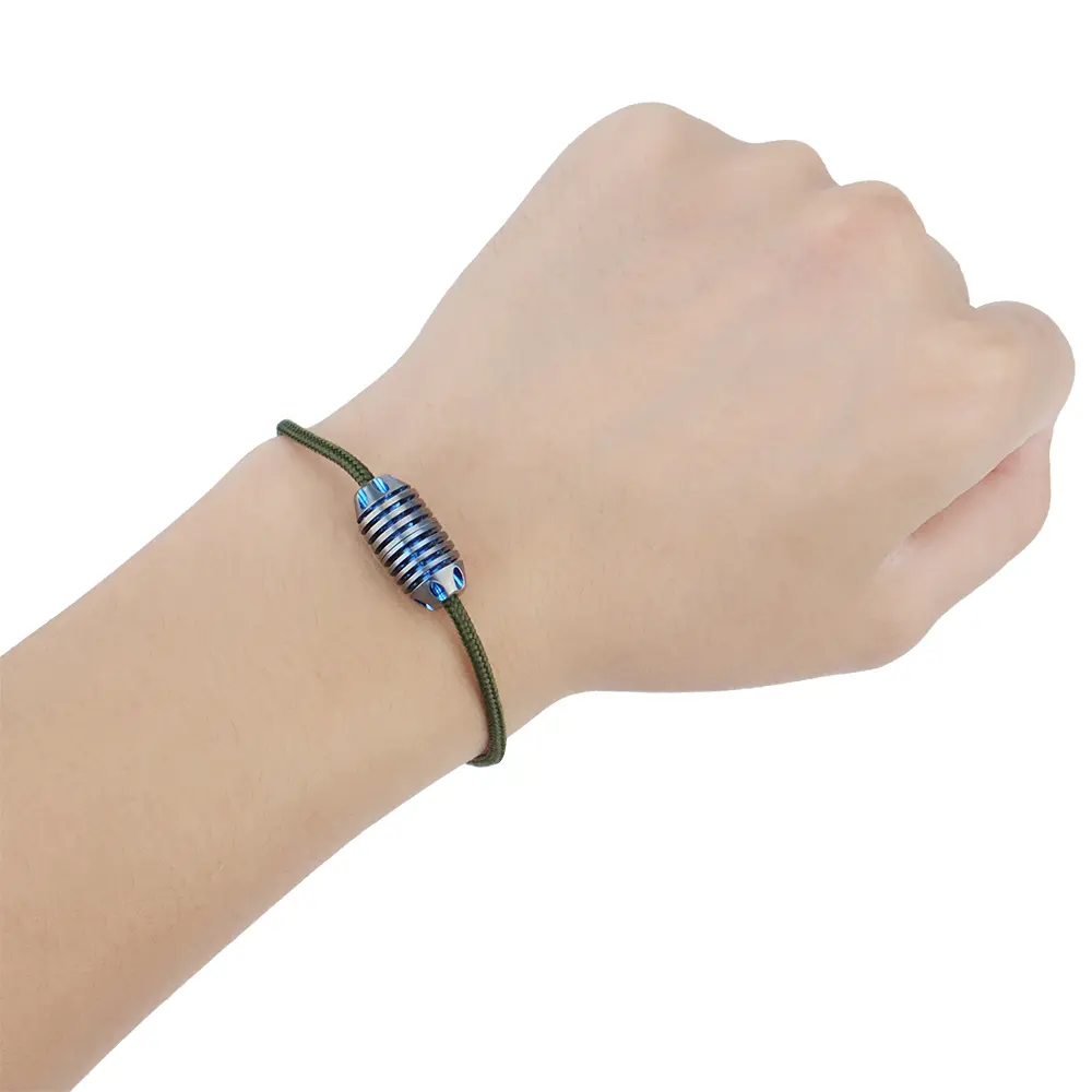 DIY Pendant Titanium Alloy Paracord Bead Bracelet Connection Buckle Cool Punk Hand-carved Keyring Knife Bead