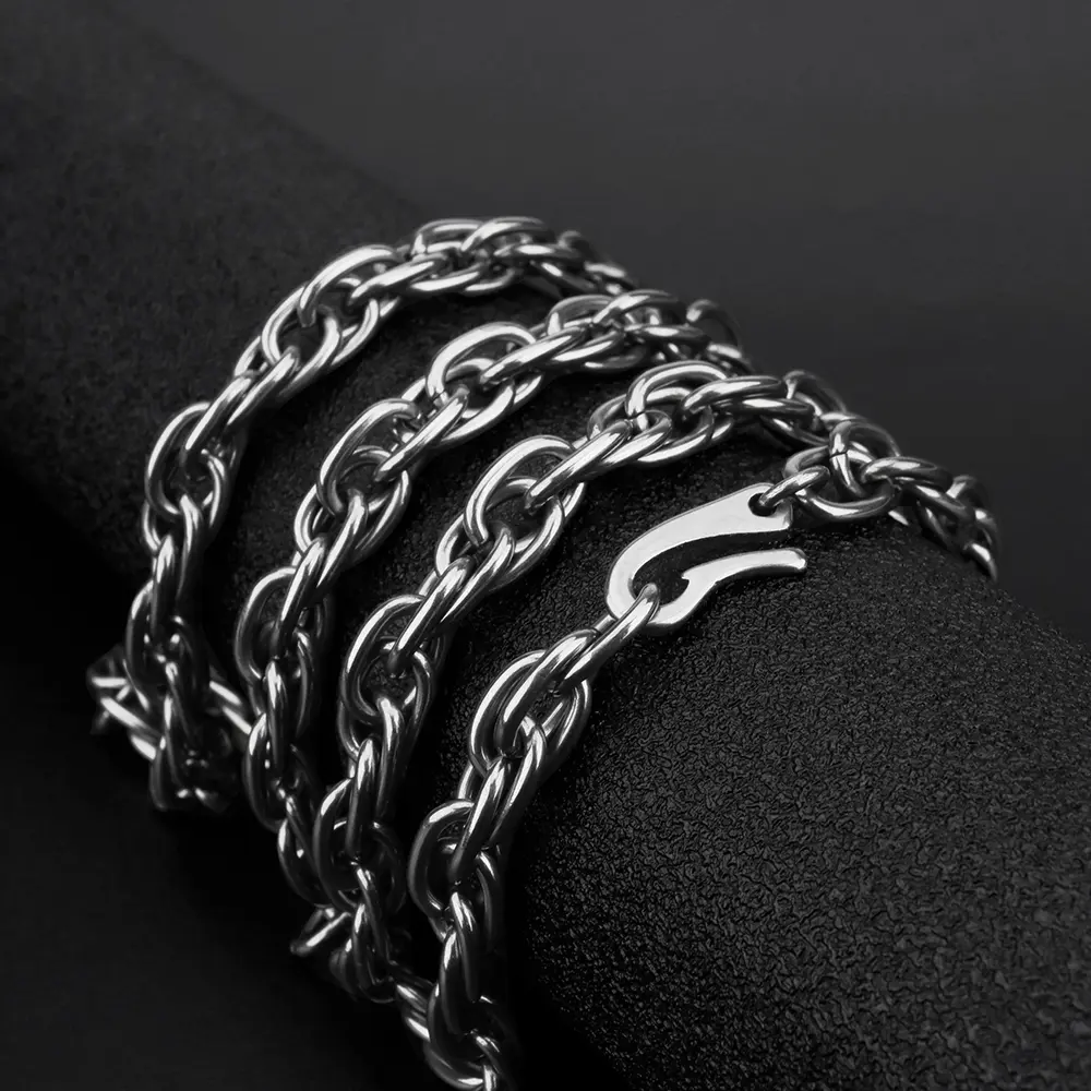 65CM Twist Shape Titanium Chain Punk Outdoor Light Weight EDC Accessories DIY Titanium Alloy Chain Necklace