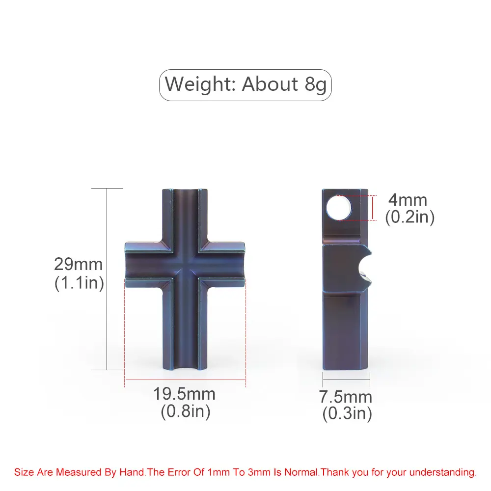 Titanium Alloy CNC Cross Paracord Pendant Accessory For Keyring DIY Necklace Rope Beads