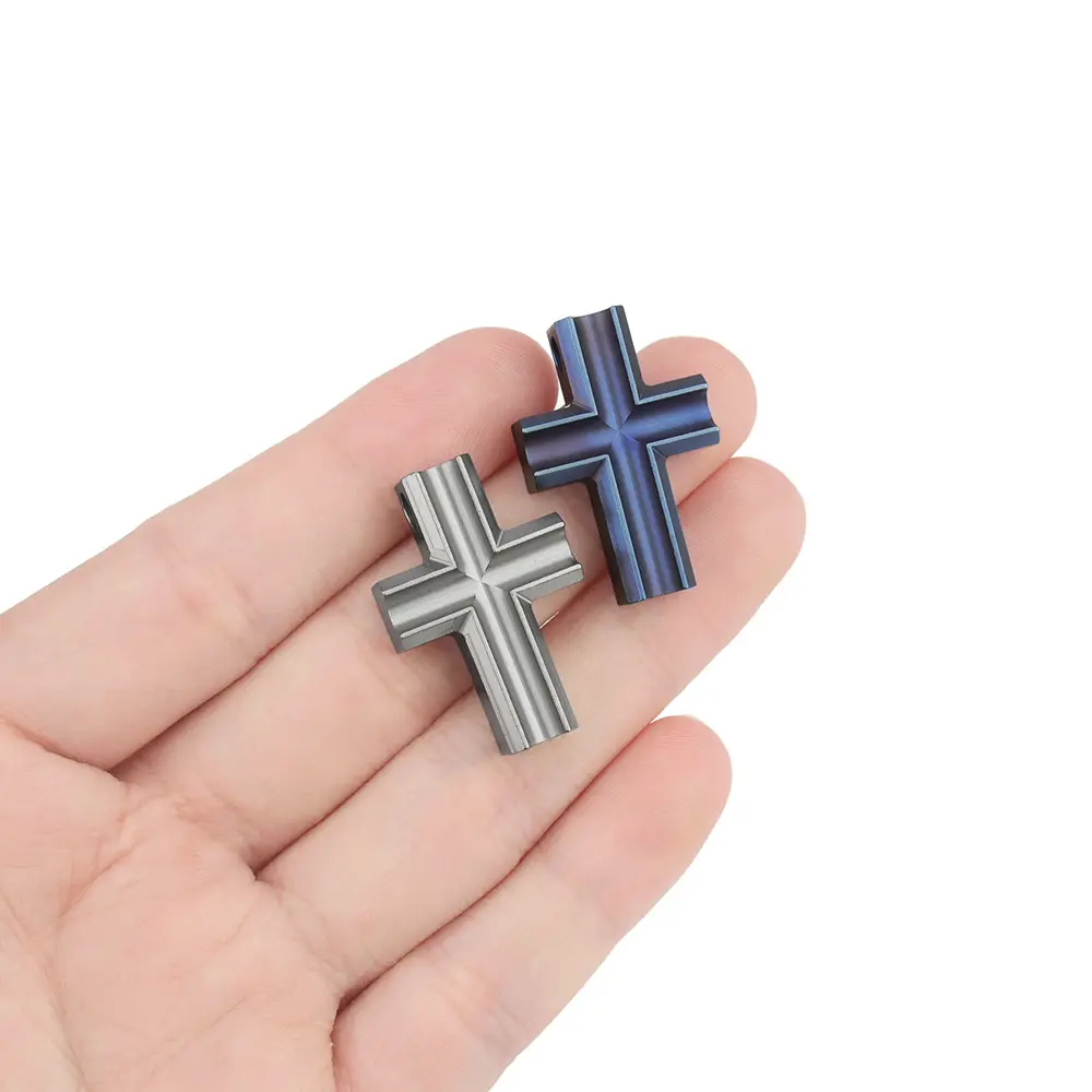 Titanium Alloy CNC Cross Paracord Pendant Accessory For Keyring DIY Necklace Rope Beads