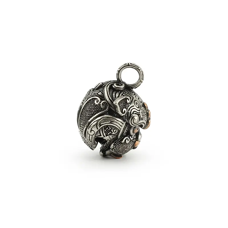 1pc Lucky Beast Brass Knife Beads White Copper Auspicious Animal Paracord Beads China Lion Bell Keychain DIY