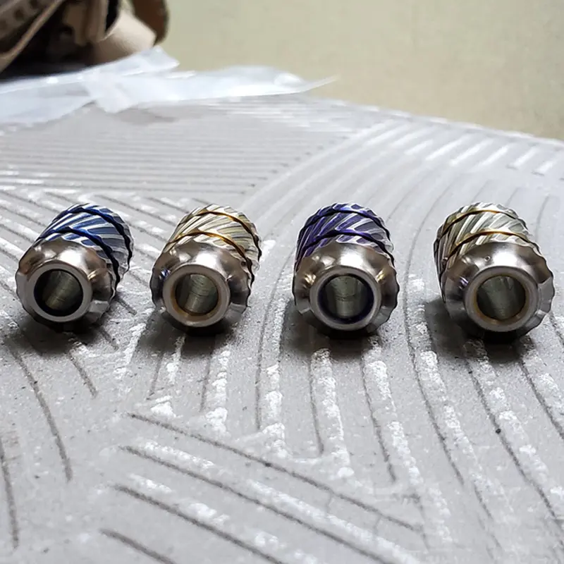 Long Style Gray Blue Yellow Titanium Knife Beads DIY Paracord Bead Sand Wash Flashlight Pendant Gift