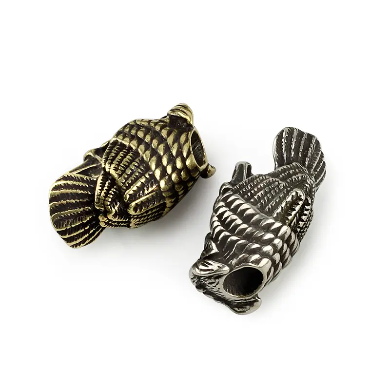 Punk EDC DIY Owl Knife Beads Pendant Vintage Brass Outdoor Tools Skull Owl Paracord Beads