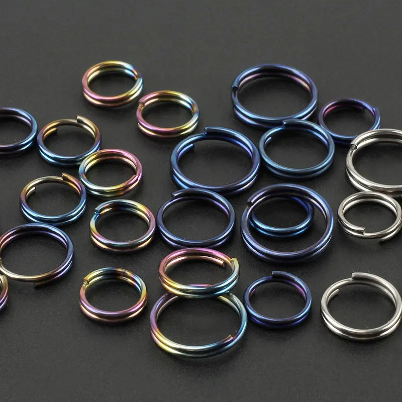 10pcs/lot Titanium 10mm/12mm/14mm Key Ring EDC Outdoor Tool Multicolor Titanium Keyring Wholesale