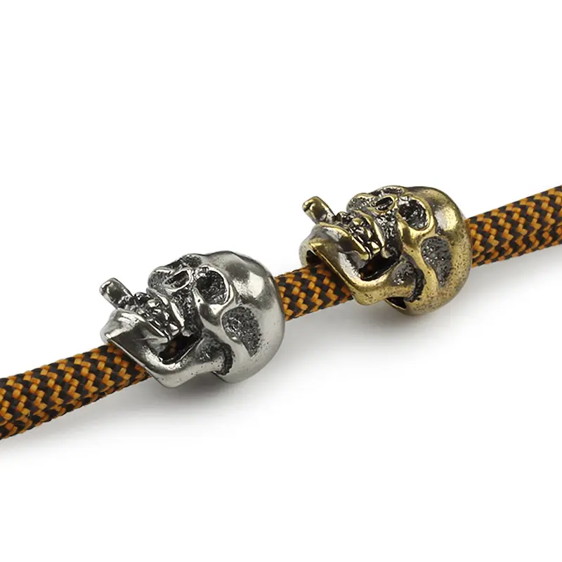 Punk Brass Smoking Skull Knife Beads Smoke Skull Paracord Beads Fashlight Pendant  Accessories