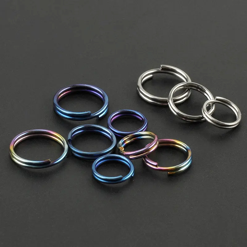 10pcs/lot Titanium 10mm/12mm/14mm Key Ring EDC Outdoor Tool Multicolor Titanium Keyring Wholesale