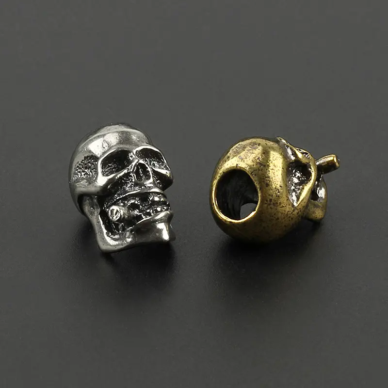 Punk Brass Smoking Skull Knife Beads Smoke Skull Paracord Beads Fashlight Pendant  Accessories