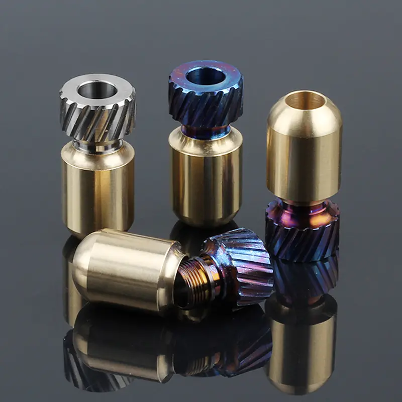 1pcs Brass+Titanium Alloy Knife Beads Paracord Umbrella Rope DIY Outdoor EDC Pendant