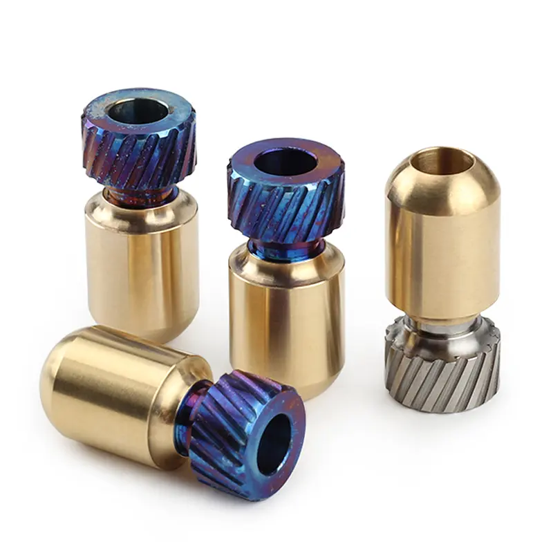 1pcs Brass+Titanium Alloy Knife Beads Paracord Umbrella Rope DIY Outdoor EDC Pendant