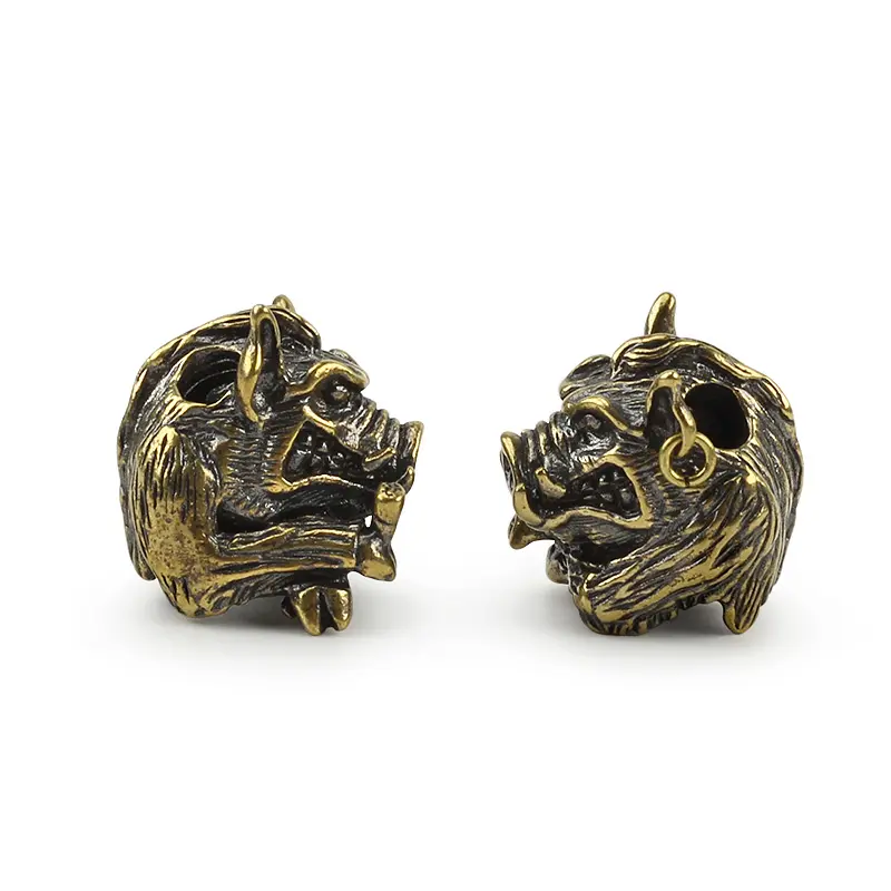 Wild Boar Knife Beads Brass Pig Beads Umbrella Rope Pendant Porcupine Copper Paracord Bead