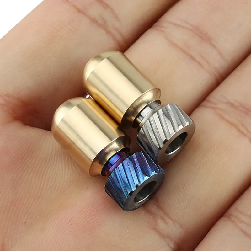 1pcs Brass+Titanium Alloy Knife Beads Paracord Umbrella Rope DIY Outdoor EDC Pendant