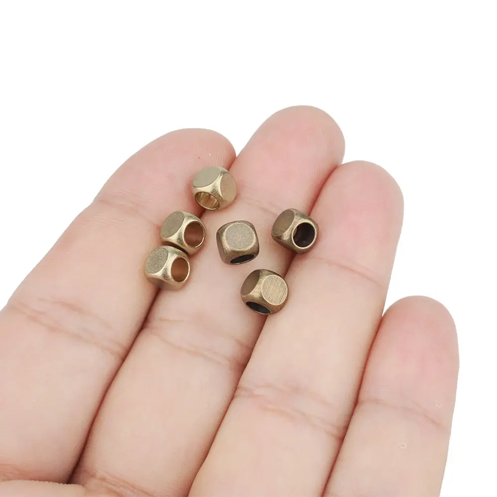 10pcs Brass Small Beads Paracord Umbrella Rope Cord DIY Bead Keychain Bracelet