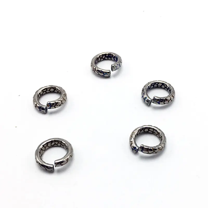 2pcs Titanium Ring Open Style Titanium Pattern Key Ring DIY Pendant Chain Accessories Outdoor Tool