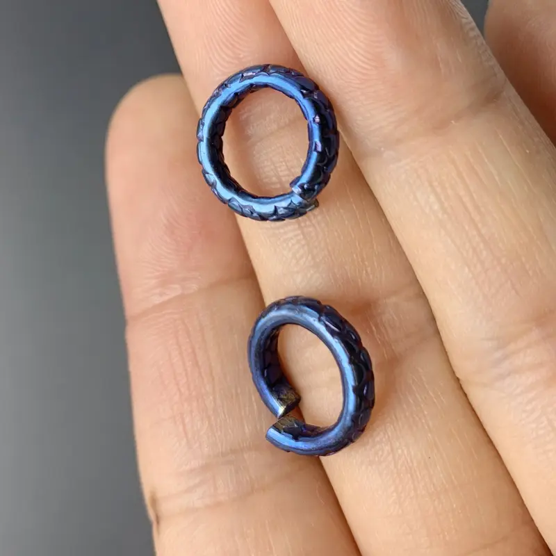 2pcs Titanium Ring Open Style Titanium Pattern Key Ring DIY Pendant Chain Accessories Outdoor Tool