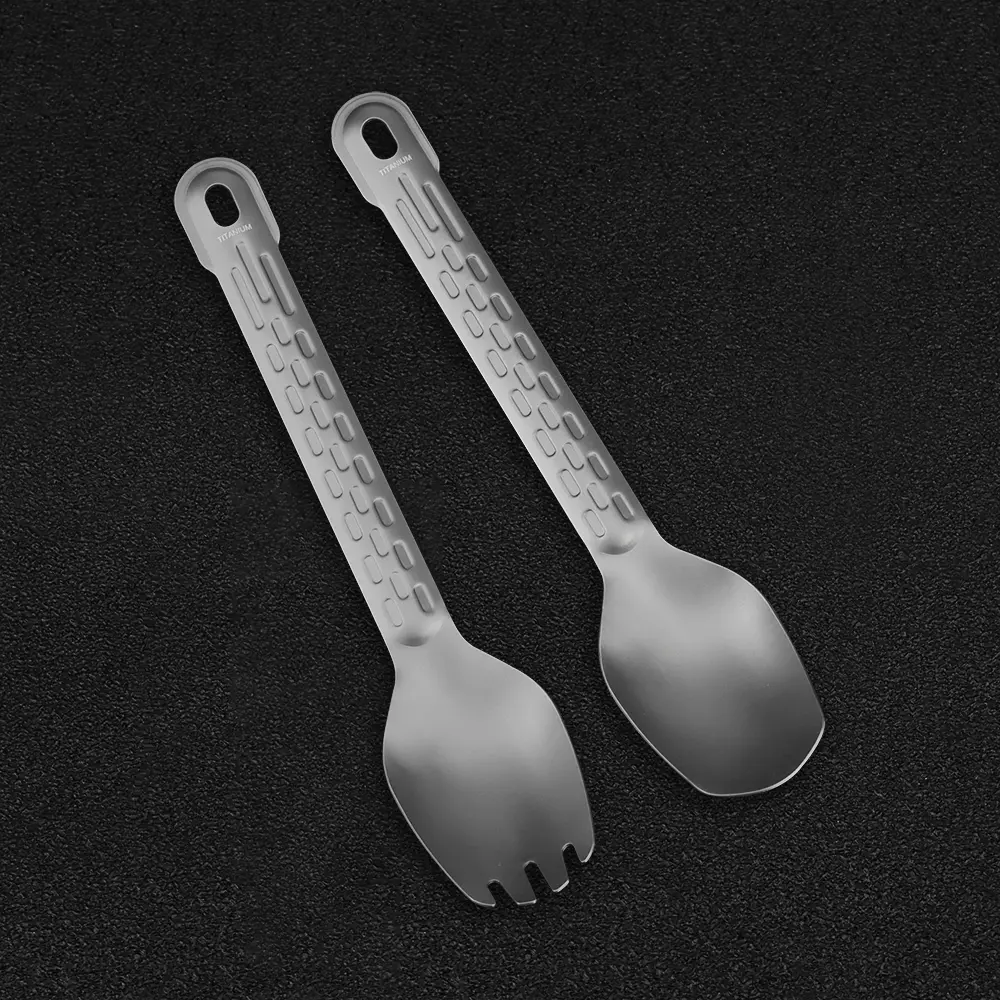 Dessert Salad Fork Spoon Titanium Tableware Picnic Utensils Spoon Fork Outdoor Travel Camping Supplies