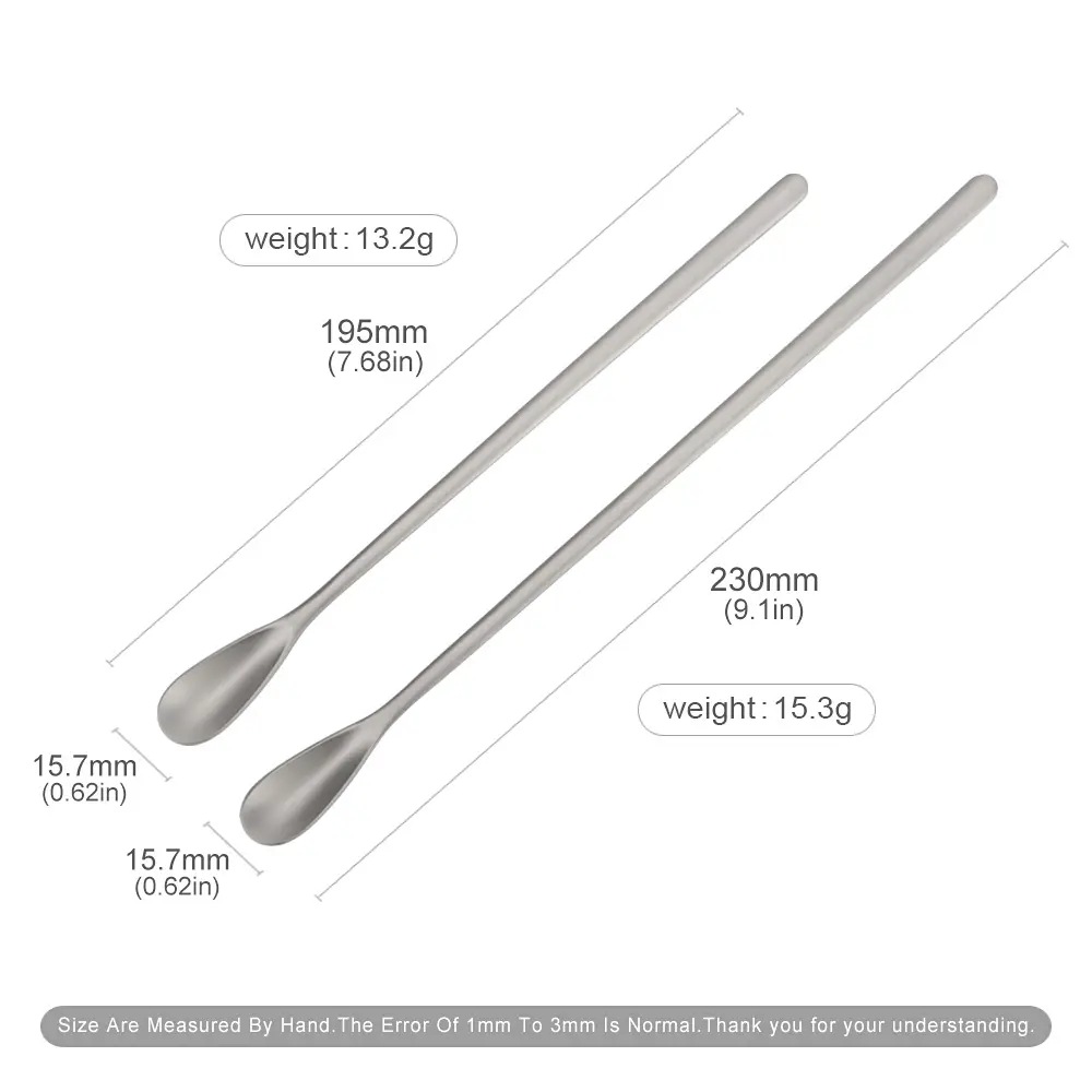 Titanium Alloy Spoon Long Handled Dessert Spoon Outdoor Camping Milk Tea Coffee Bar Mixing Spoon