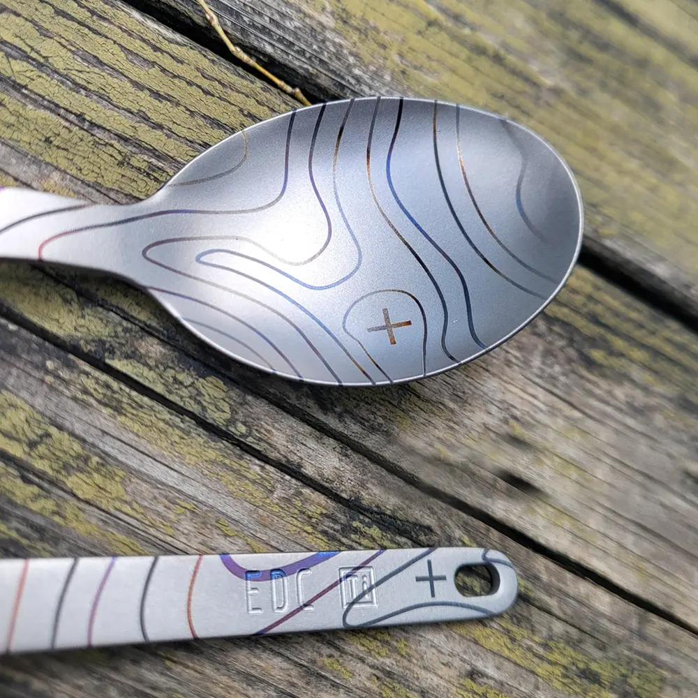 Colourful Pattern Titanium Fork Spoon Outdoor Camping Picnic Tableware