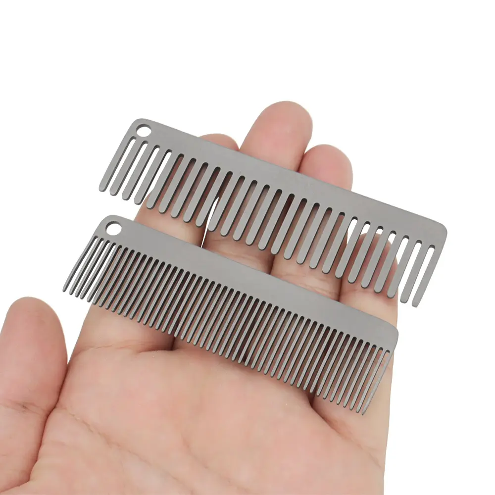 Small Titanium Alloy Comb Portable Combs Camping Keychain Accessories Outdoor Small Tool