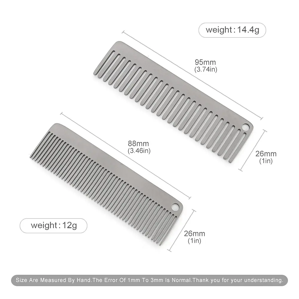 Small Titanium Alloy Comb Portable Combs Camping Keychain Accessories Outdoor Small Tool