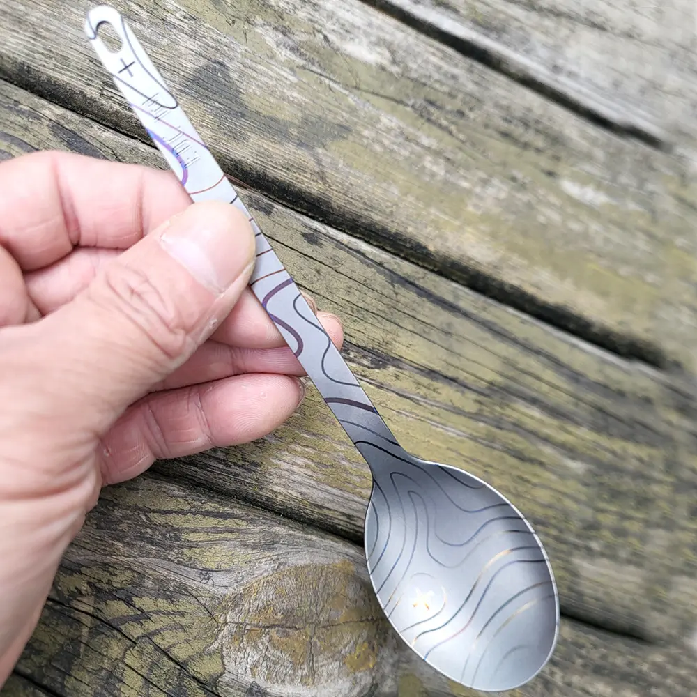 Colourful Pattern Titanium Fork Spoon Outdoor Camping Picnic Tableware