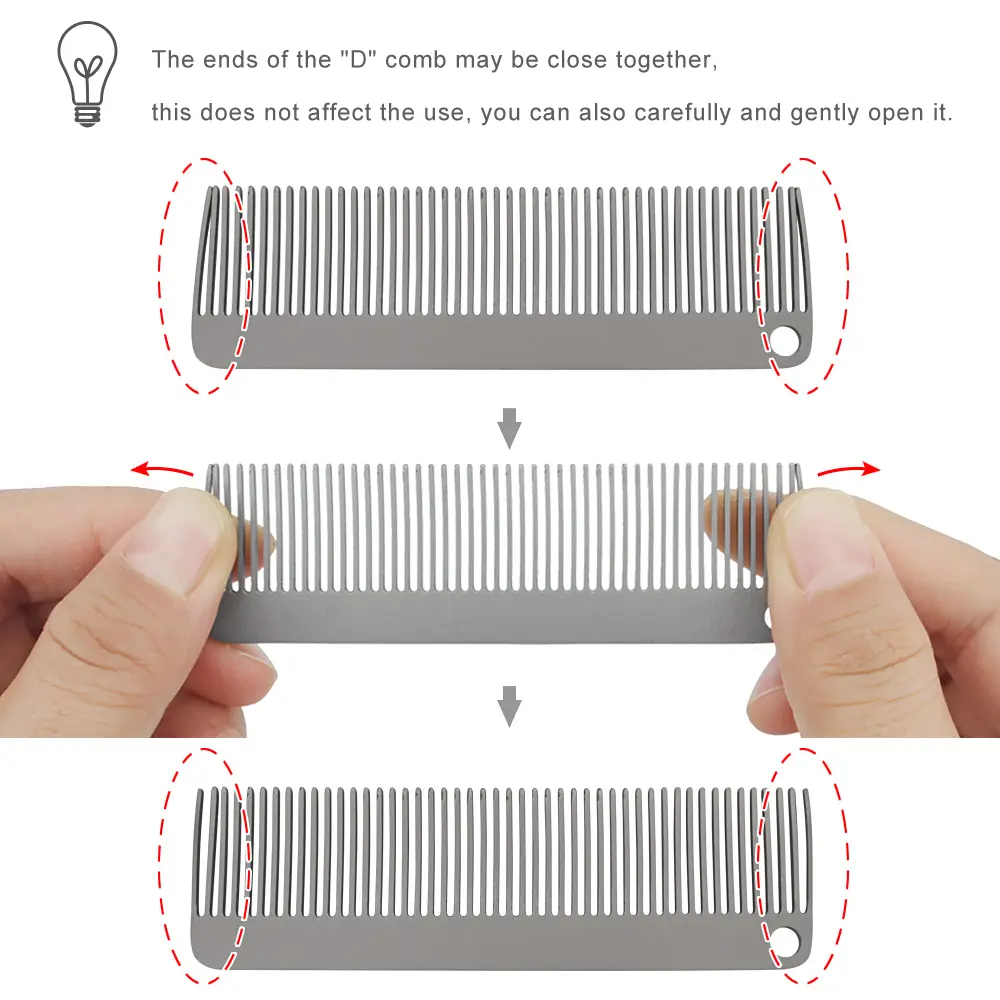 Small Titanium Alloy Comb Portable Combs Camping Keychain Accessories Outdoor Small Tool