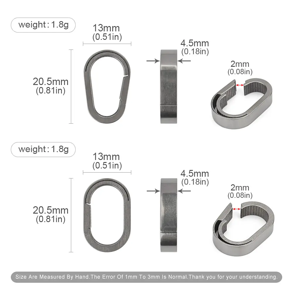 2pcs Mini Titanium Alloy Keychain EDC Tool Buckle Multifunctional Outdoor Metal Keychain Ring