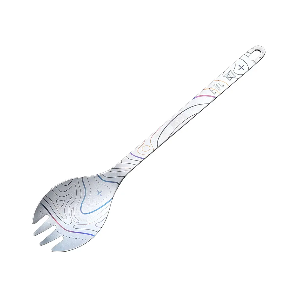 Colourful Pattern Titanium Fork Spoon Outdoor Camping Picnic Tableware