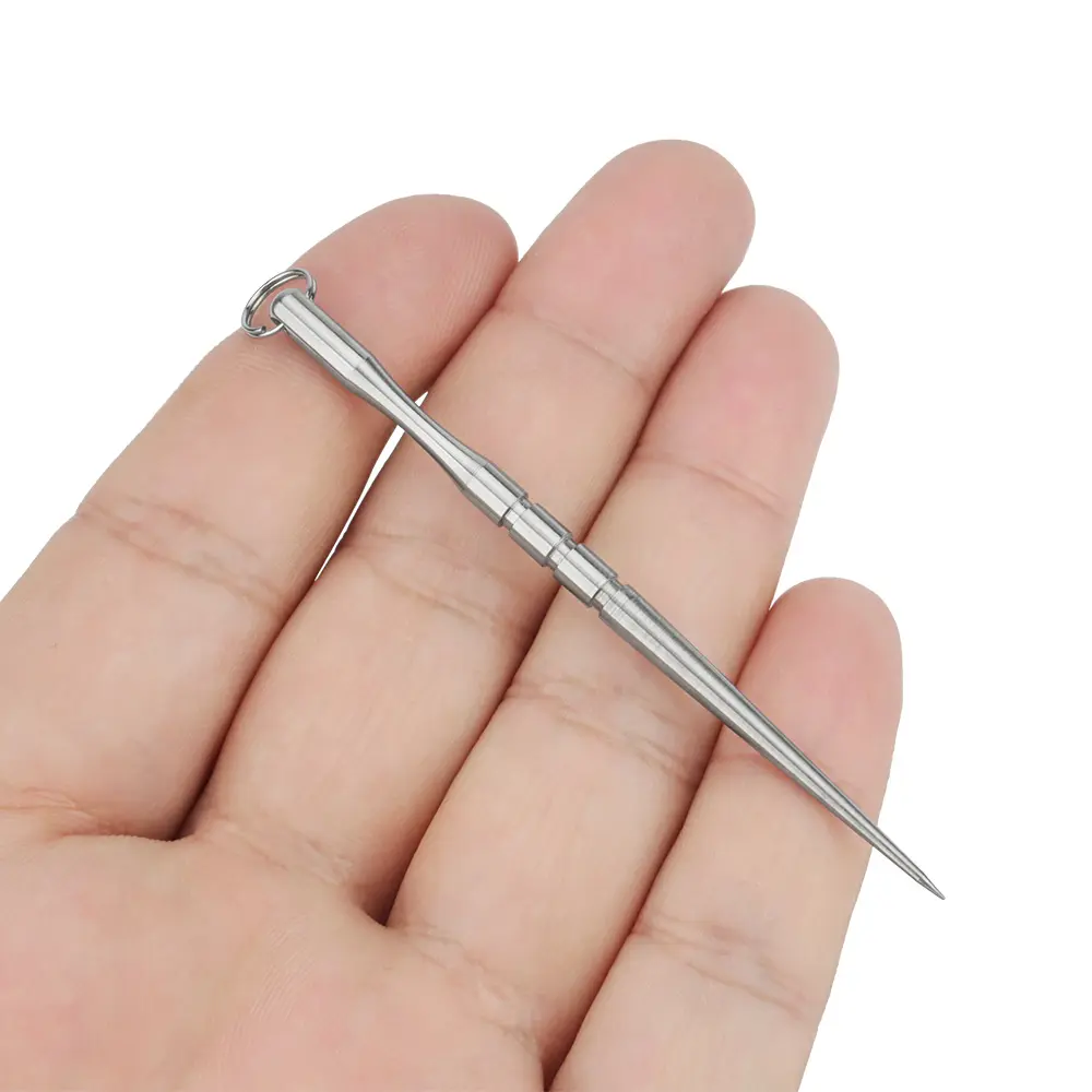 1pc Titanium Alloy Toothpick Fruit Fork Key Chain Accessories Toothpick Portable Outdoor EDC Tool